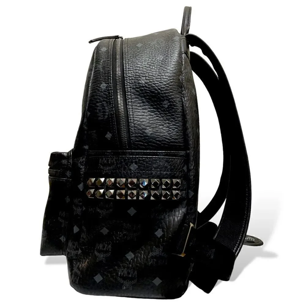 MCM Blk/Gry Monogram Stark Side Studs Backpack in Visetos |Size: 42.5cm|